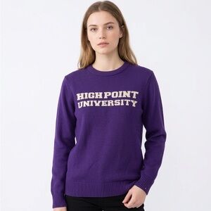 High Point University Purple Crewneck Oversized Knit Sweater Size Medium Cotton